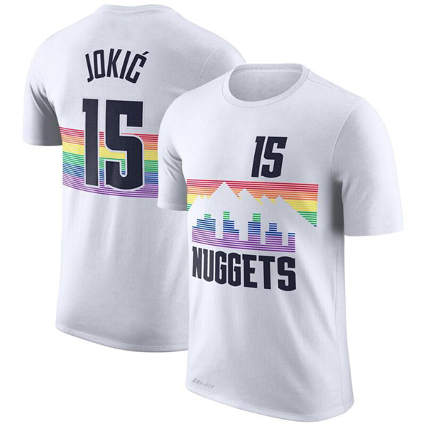 Men's Denver Nuggets #15 Nikola Jokic White T-Shirt